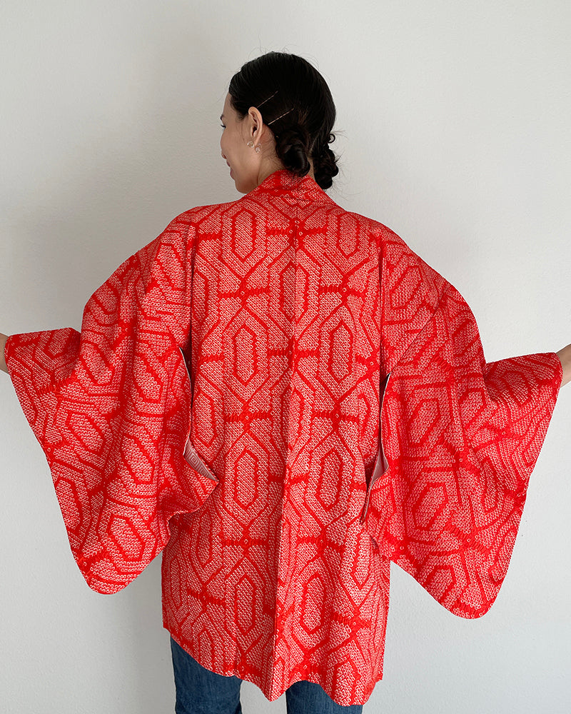 Traditional Textile Shibori Haori Kimono Jacket