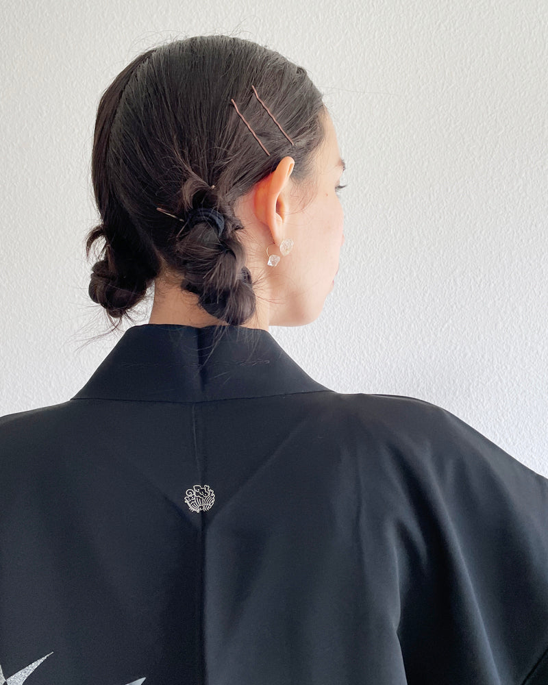 Traditional Flower Black Haori Kimono Jacket
