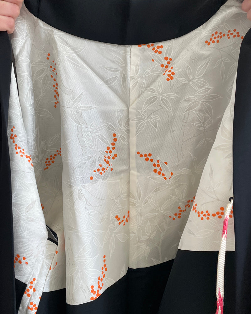 Traditional Flower Black Haori Kimono Jacket