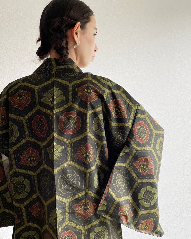 Japanese Traditional Textile Oshima Tsumugi Haori Kimono Jacket