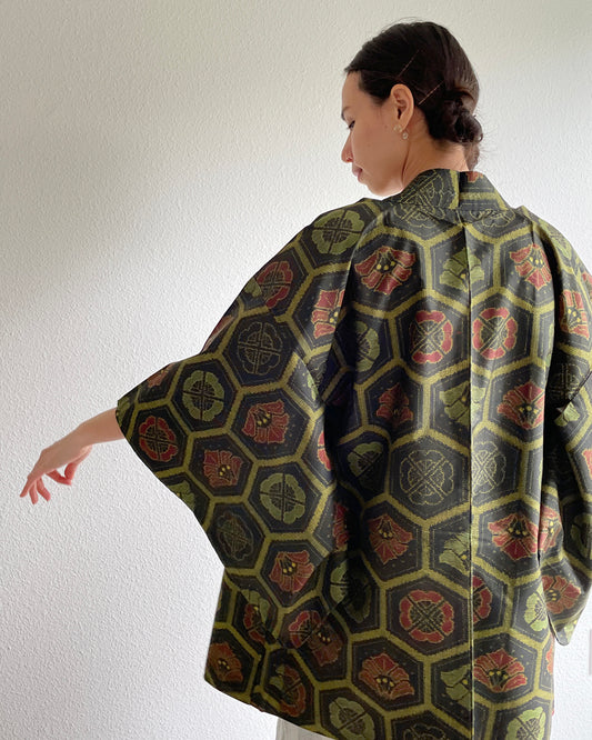 Japanese Traditional Textile Oshima Tsumugi Haori Kimono Jacket