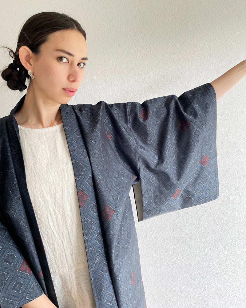 Flower Textile Oshima Tsumugi Haori Kimono Jacket