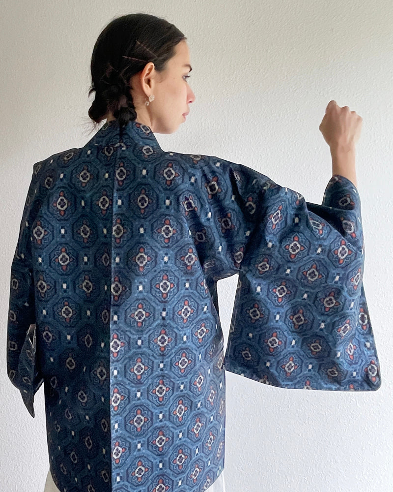 Traditional Textile Oshima Tsumugi Haori Kimono Jacket