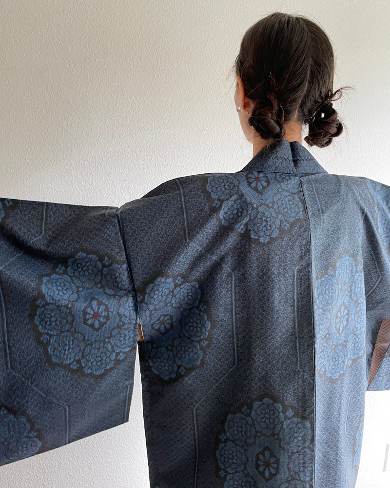 Flower Mandara Oshima Tsumugi Haori Kimono Jacket