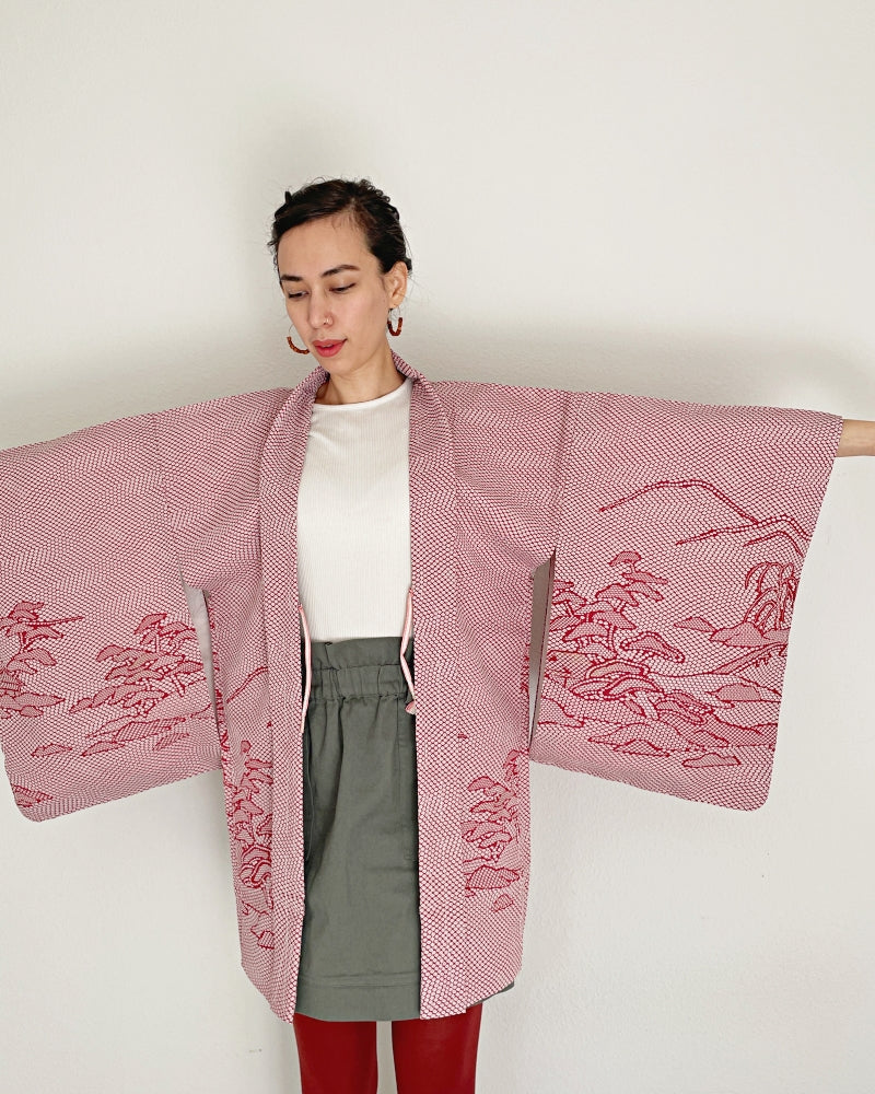 Japanese Pine Tree Garden Haori Kimono Jacket
