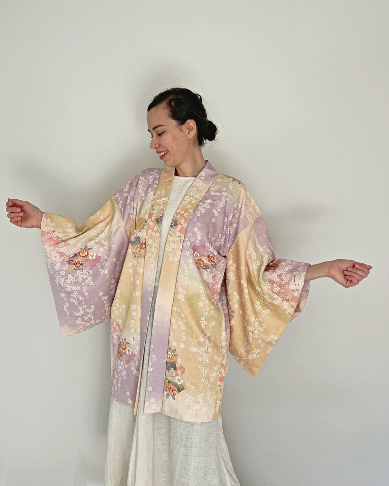Pastel Floral Haori Kimono Jacket