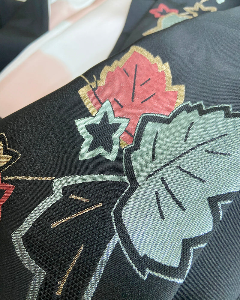 Sparkle Maple Leaf Black Haori Kimono Jacket