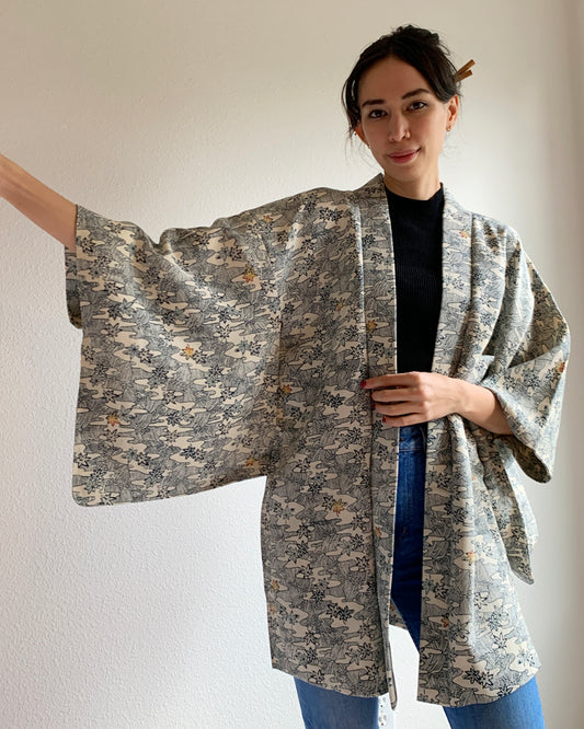 Maple Leaf and River flow Haori Kimono Jacket
