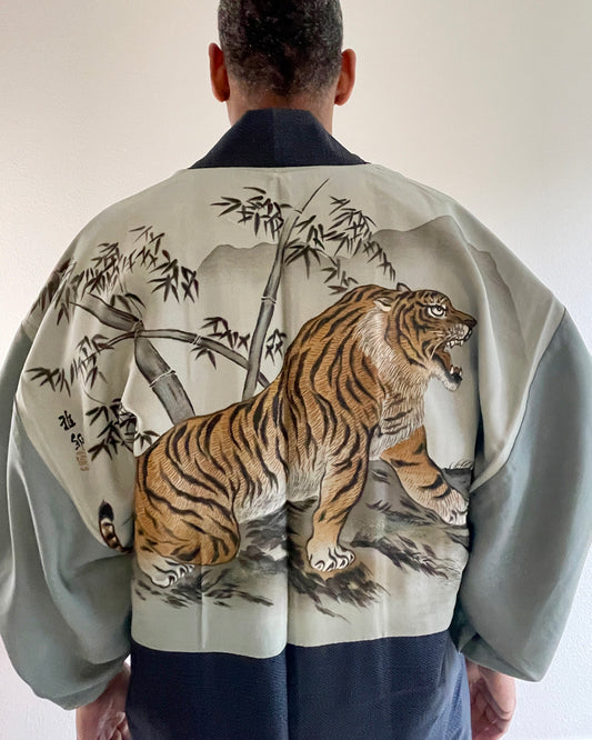 Tiger Oshima Tsumugi Haori Kimono Jacket