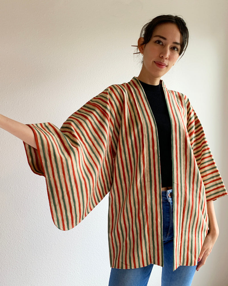 Kabuki Color Stripes Haori Kimono Jacket