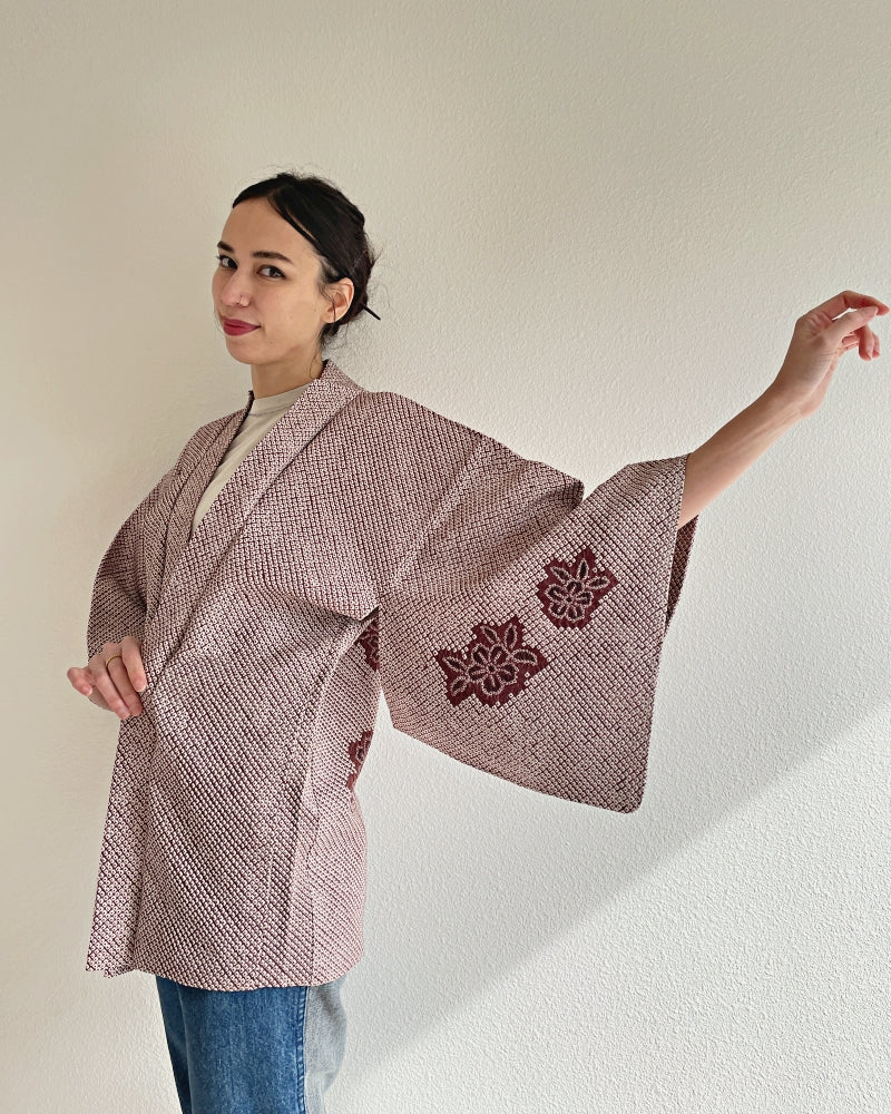 Cherry Blossom Shibori Haori Kimono Jacket