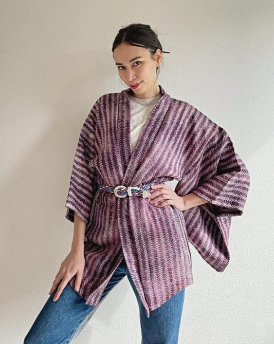 Stripe Shibori Haori Kimono Jacket