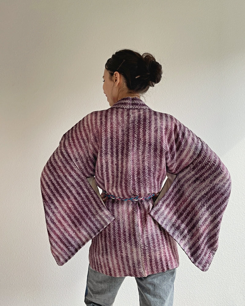 Stripe Shibori Haori Kimono Jacket