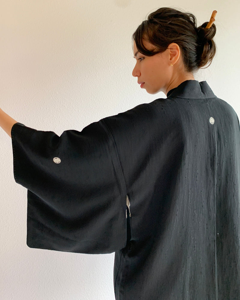 Three-Mons Black Haori Kimono Jacket