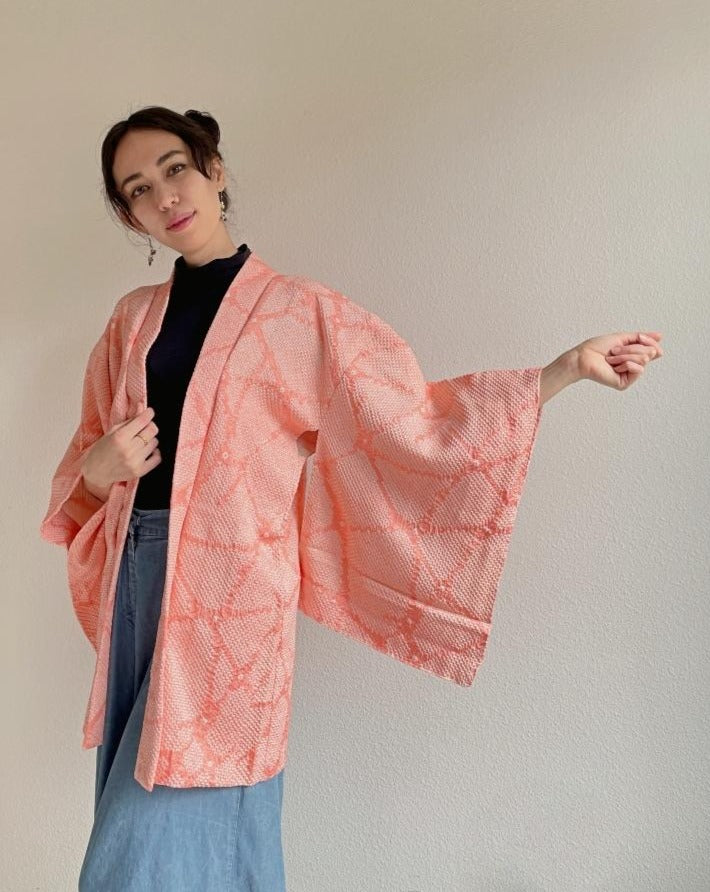 Coral Pink Haori Kimono Jacket