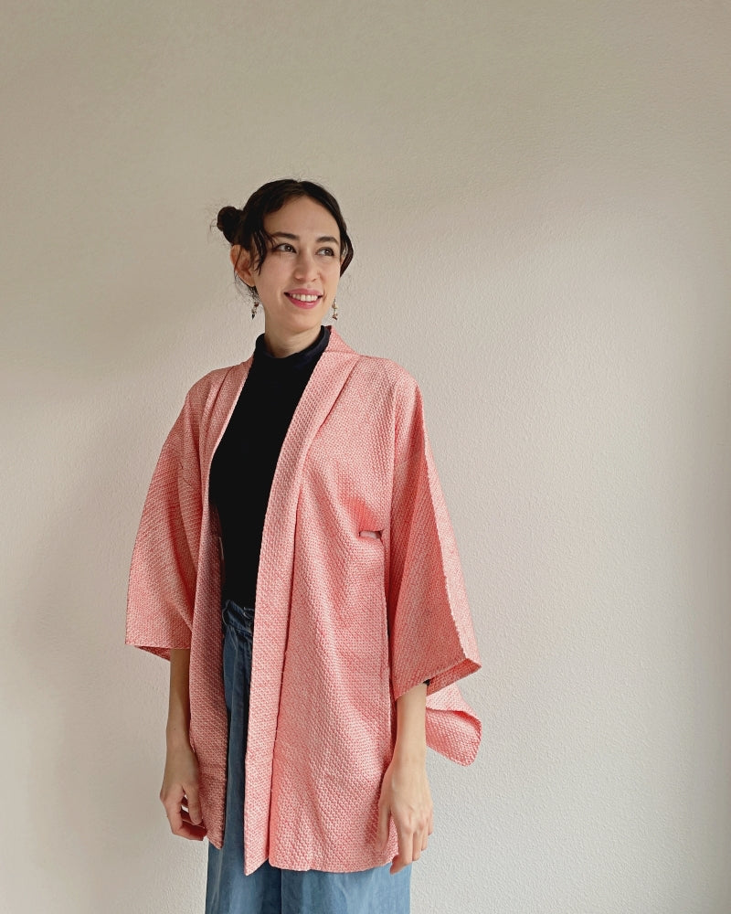 Simple pink Haori Kimono Jacket