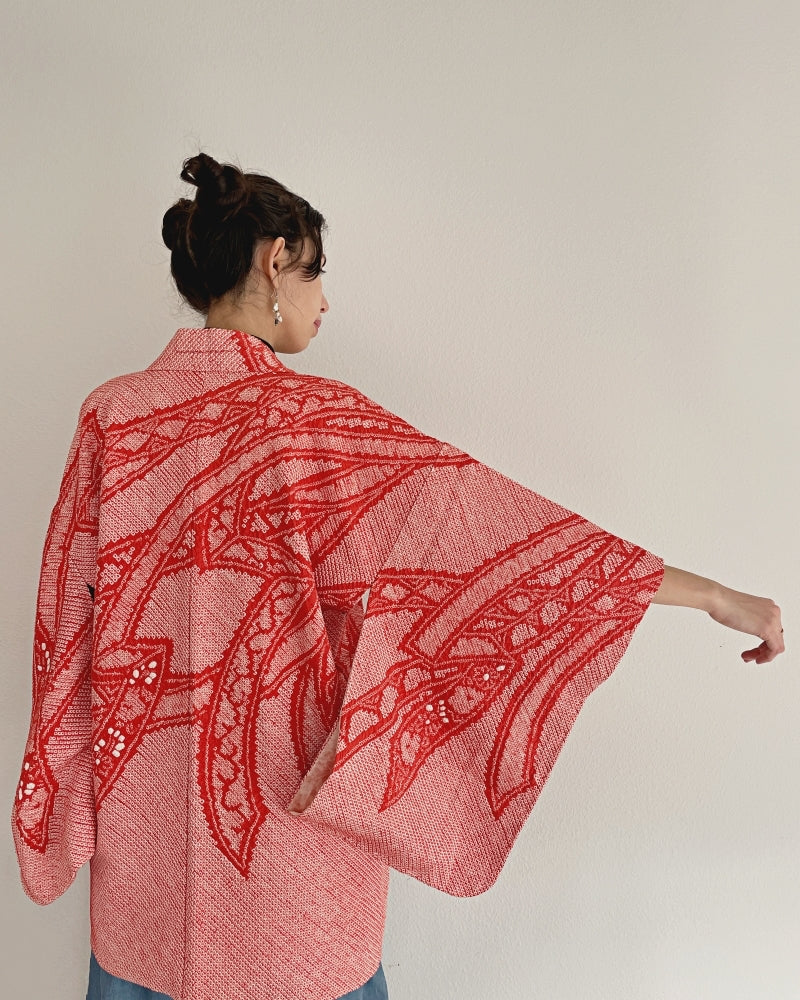 Dynamic binding knots pattern Haori Kimono Jacket