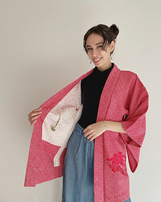 Origami crane lining Haori Kimono Jacket