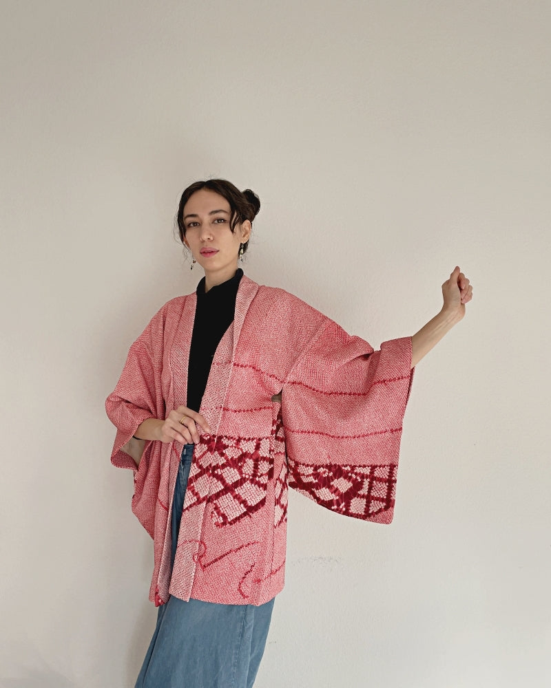 Exotic square pattern Haori Kimono Jacket