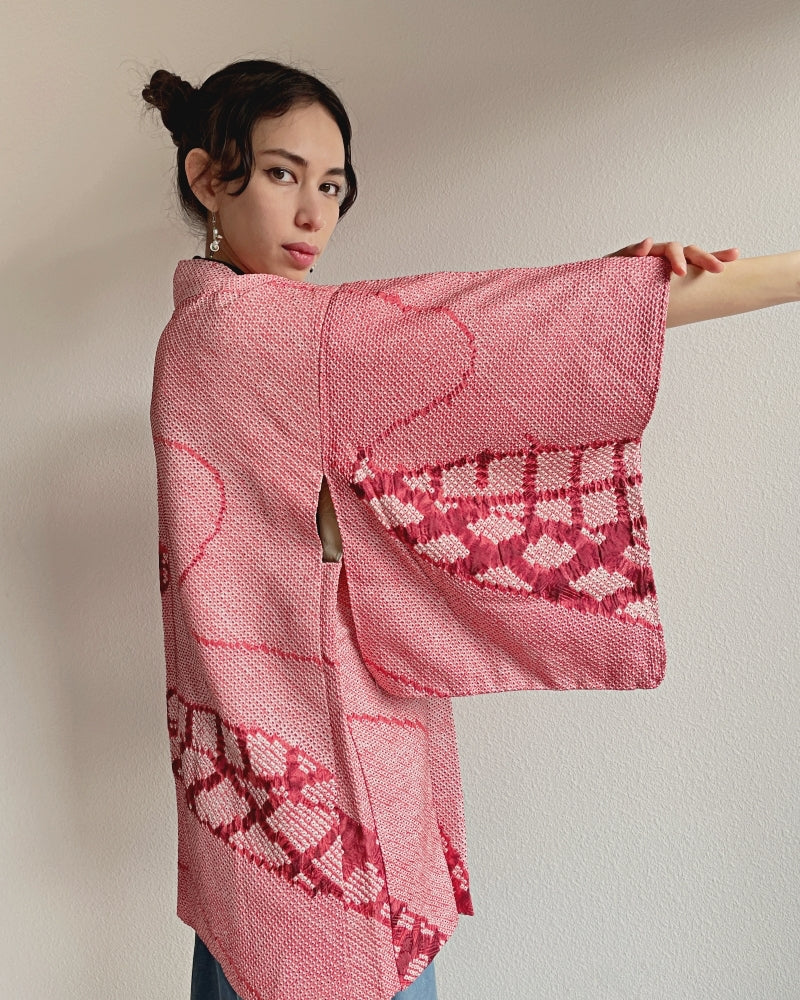 Exotic square pattern Haori Kimono Jacket