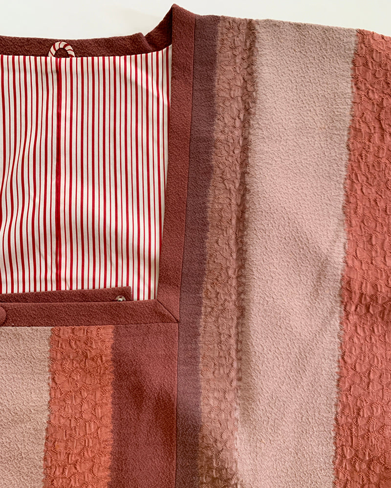 Pink Gradient Stripes Textile Michiyuki Kimono Jacket