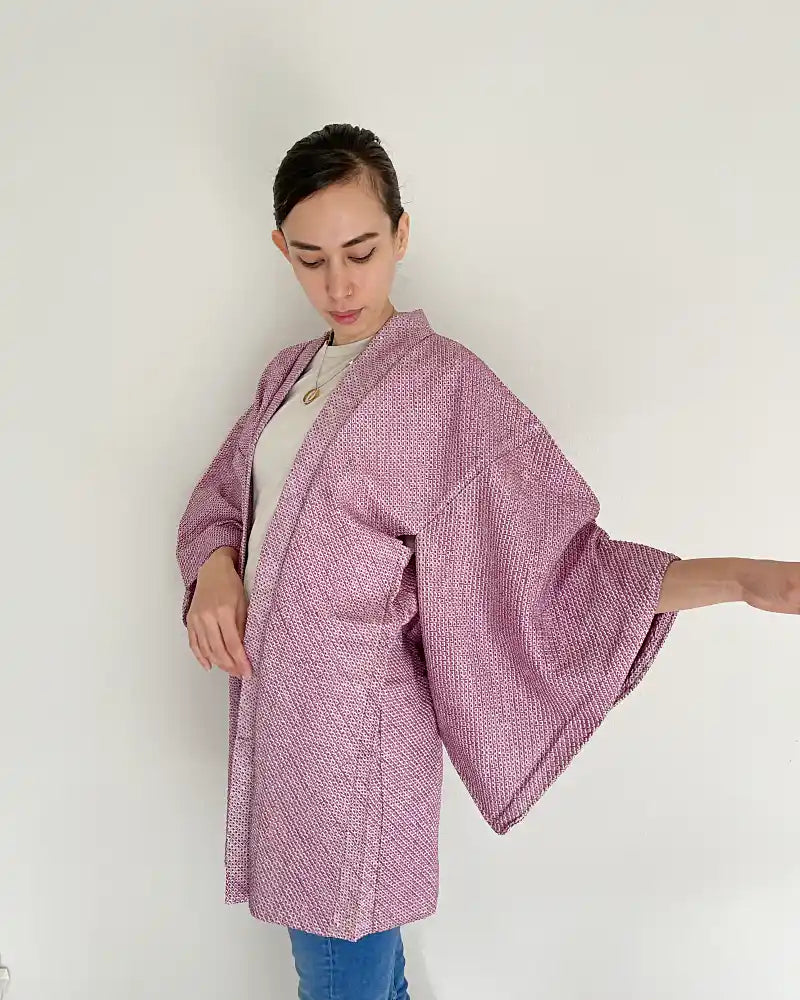 Simple pastel color shibori jacket.