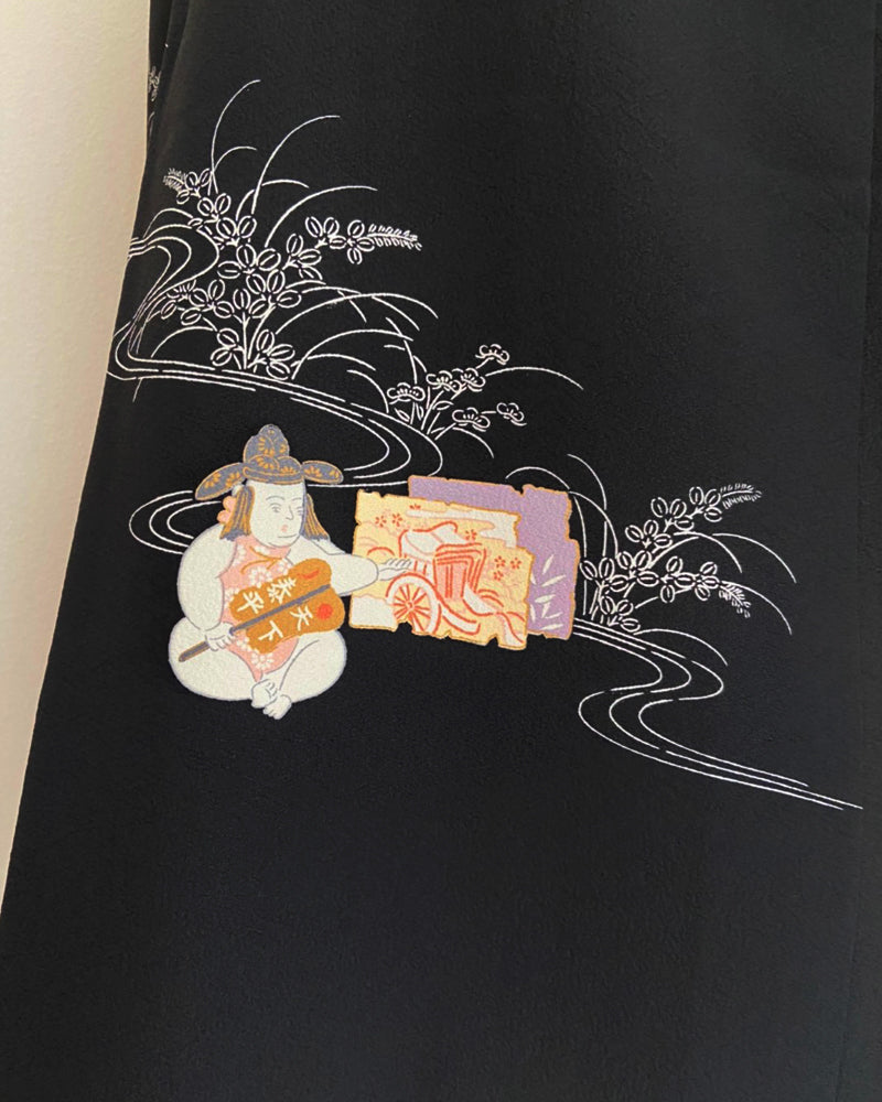 Kintaro, A child is playing Black Haori Kimono Jacket