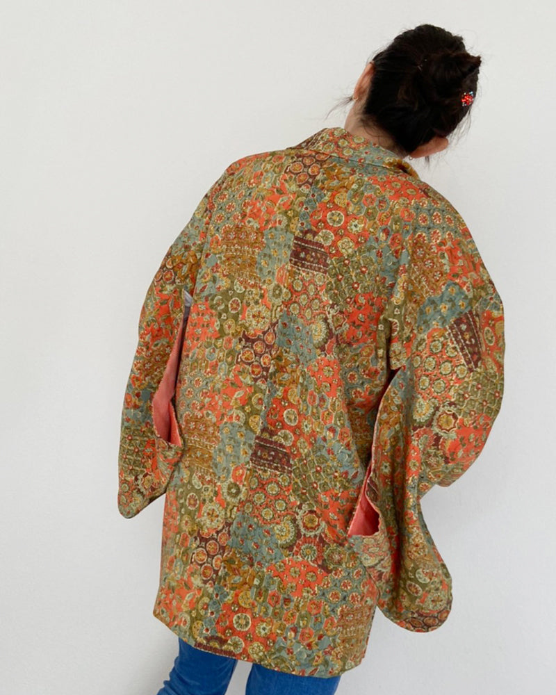 Modern Floral Textile Haori Kimono Jacket