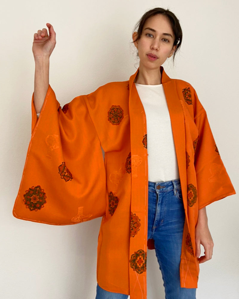Tanghua and Vase Haori Kimono Jacket