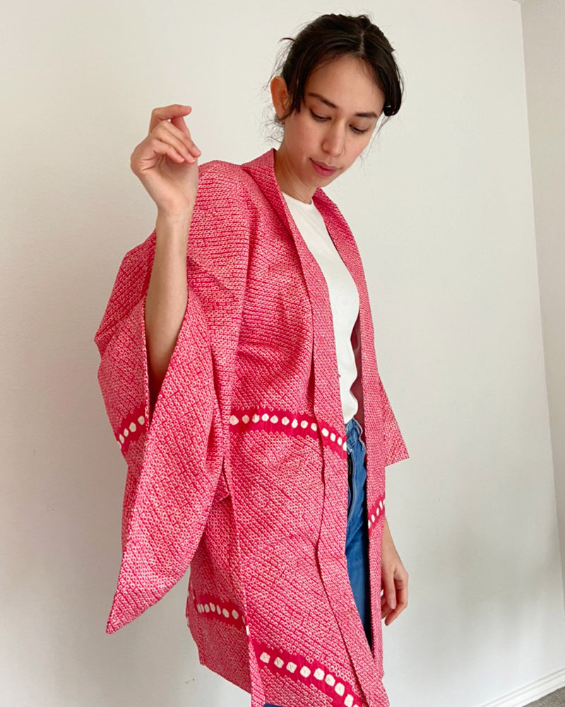 One Line Shibori Haori Kimono Jacket
