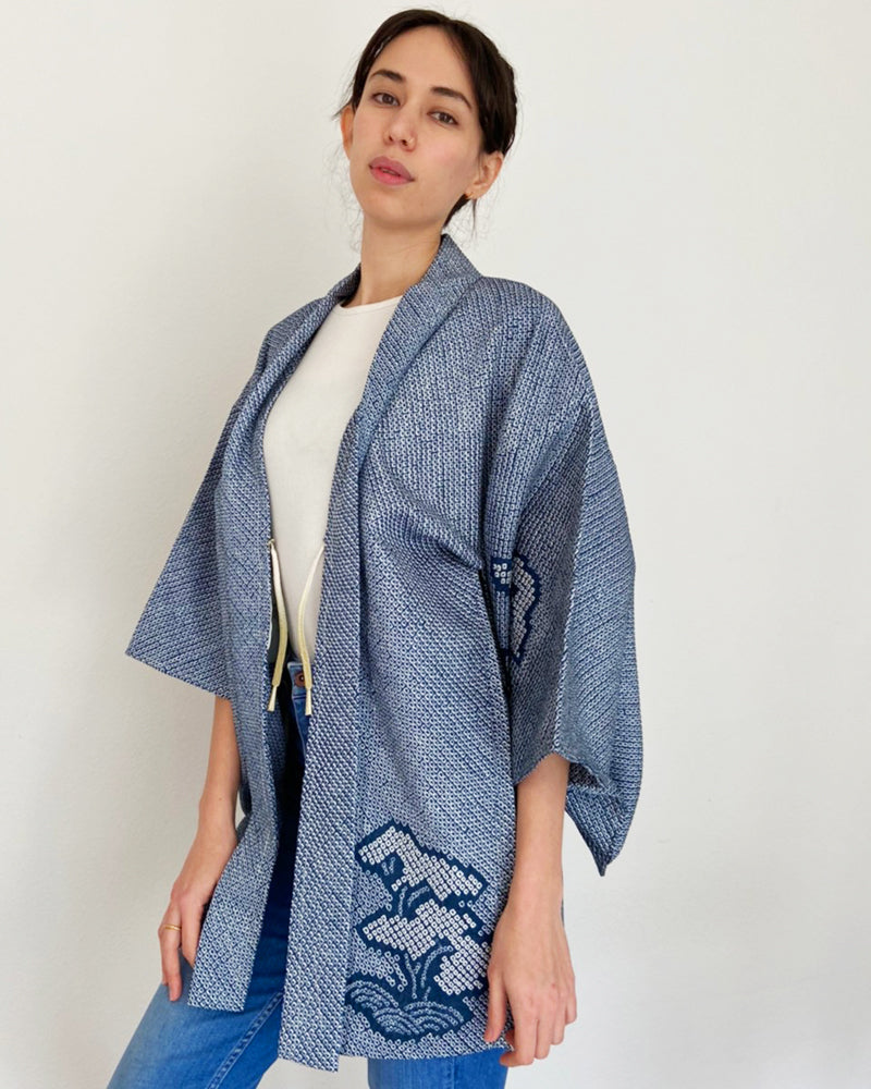 Pine Tree Shibori Haori Kimono Jacket