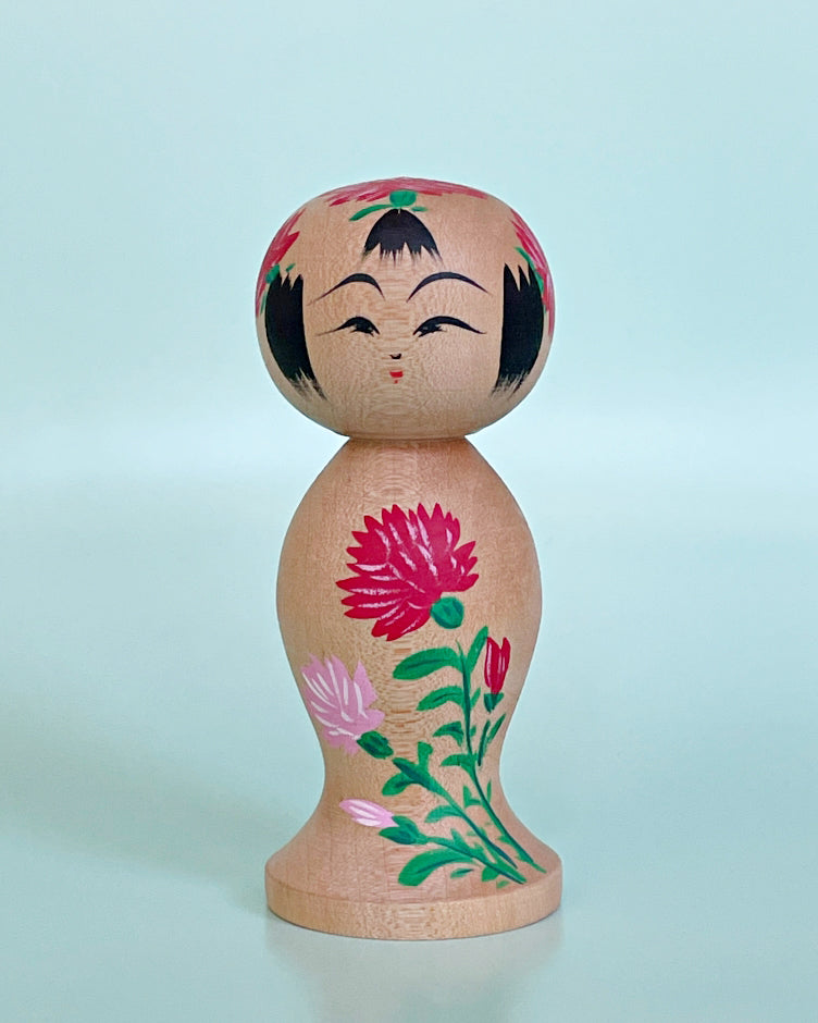 Carnation Kokeshi Doll Small